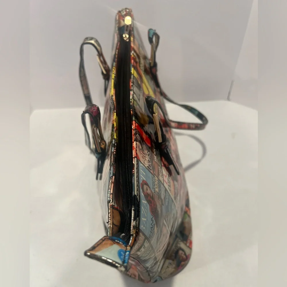 Multicolor Magazine Cover Print Tote - Picture 3 of 14